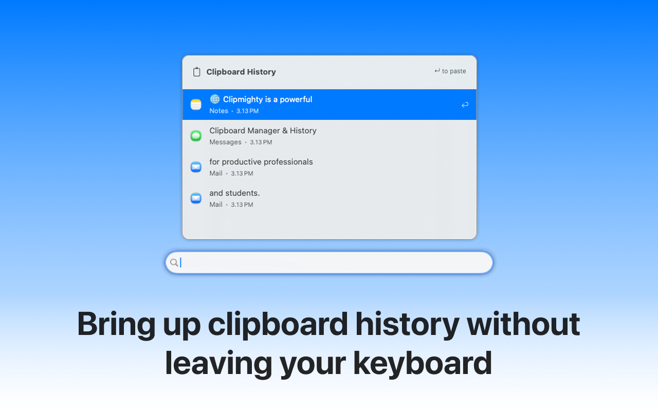 Clipmighty clipboard history